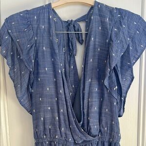 Blue Ruffled Open-Back Dress